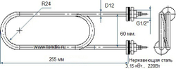ТЭН для котла ЭВАН 3,15 кВт нерж.ст.