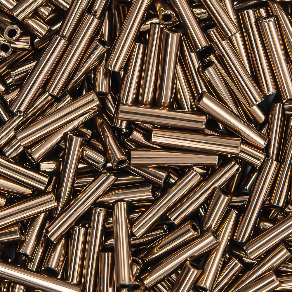Японский бисер TOHO Bugle (стеклярус) 9mm (№221), металлизированный, непрозрачный глянцевый