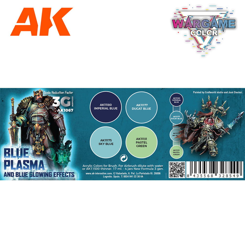 Набор красок AK interactive Wargame Color Set Blue Plasma and Glowing Effects