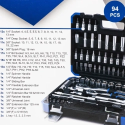 Набор инструментов 1/4'' 3/8'', 94пр. (6-гран) Scheppach Sch-4941-5DS