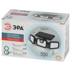 Светильник уличный ЭРА ERAFS012-05 на солнечной батарее настенный с датчиком движения