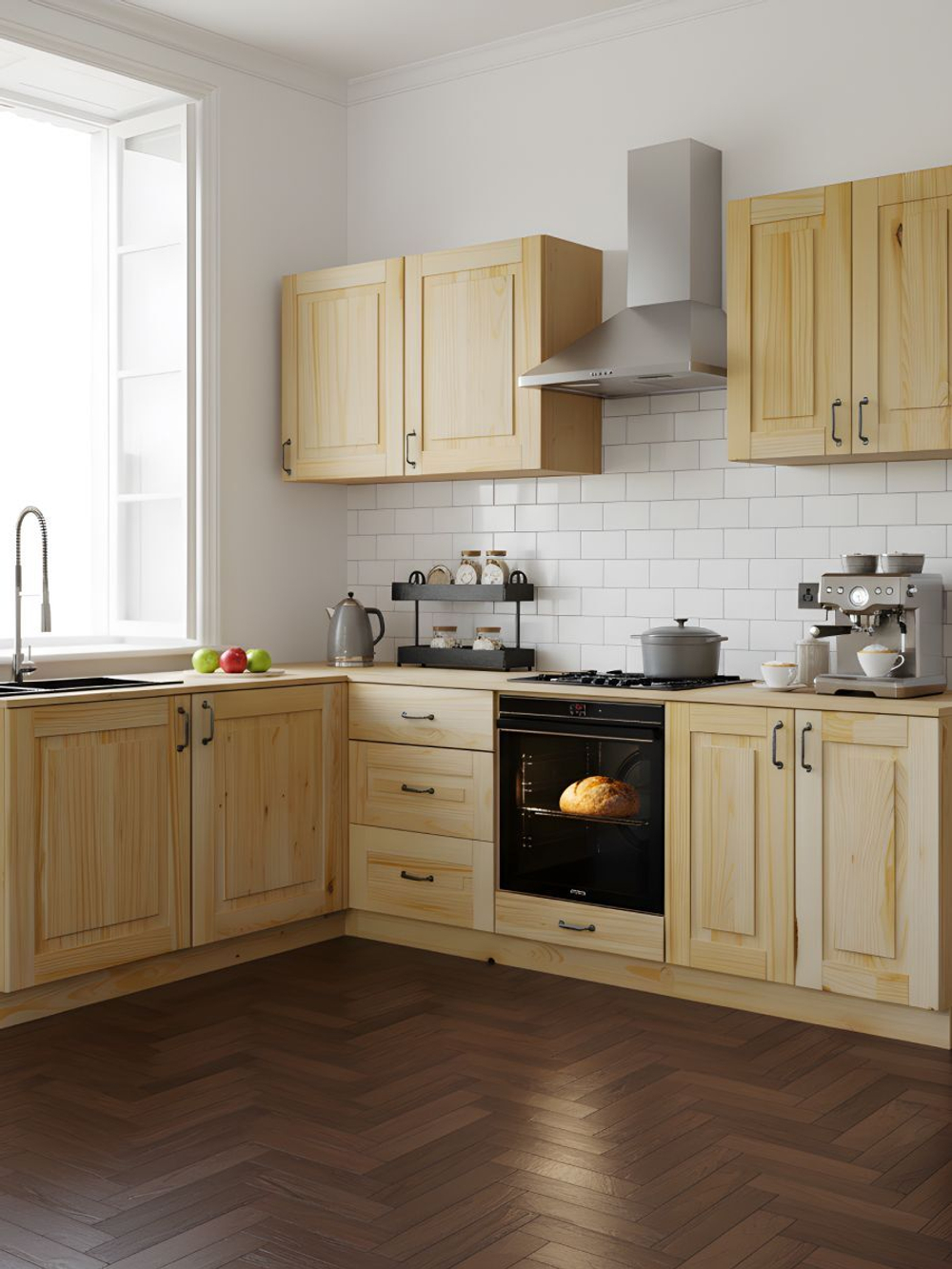 Модуль напольный угловой 1211х600х850, Стокгольм Натур, массив сосна, лак, Dipriz