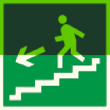 Е14 "Направление к эвакуационному выходу налево"