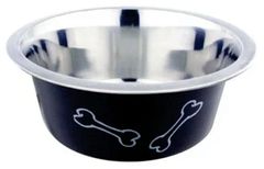 Homepet Color миска для домашних животных металлическая черная Косточки 0,9 л