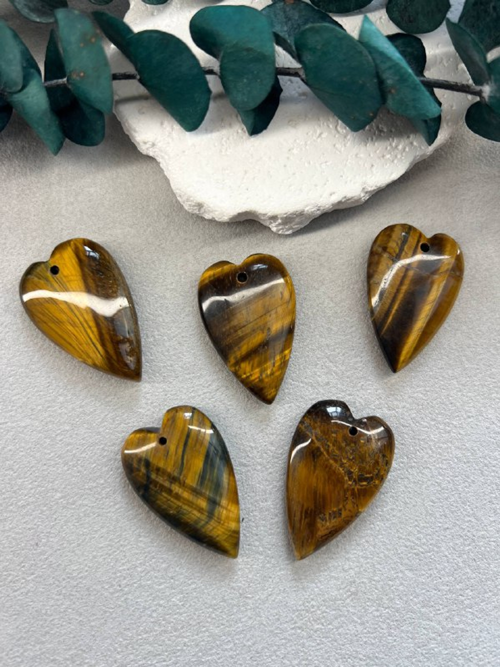 Подвеска сердце, тигровый глаз 40*25 мм
