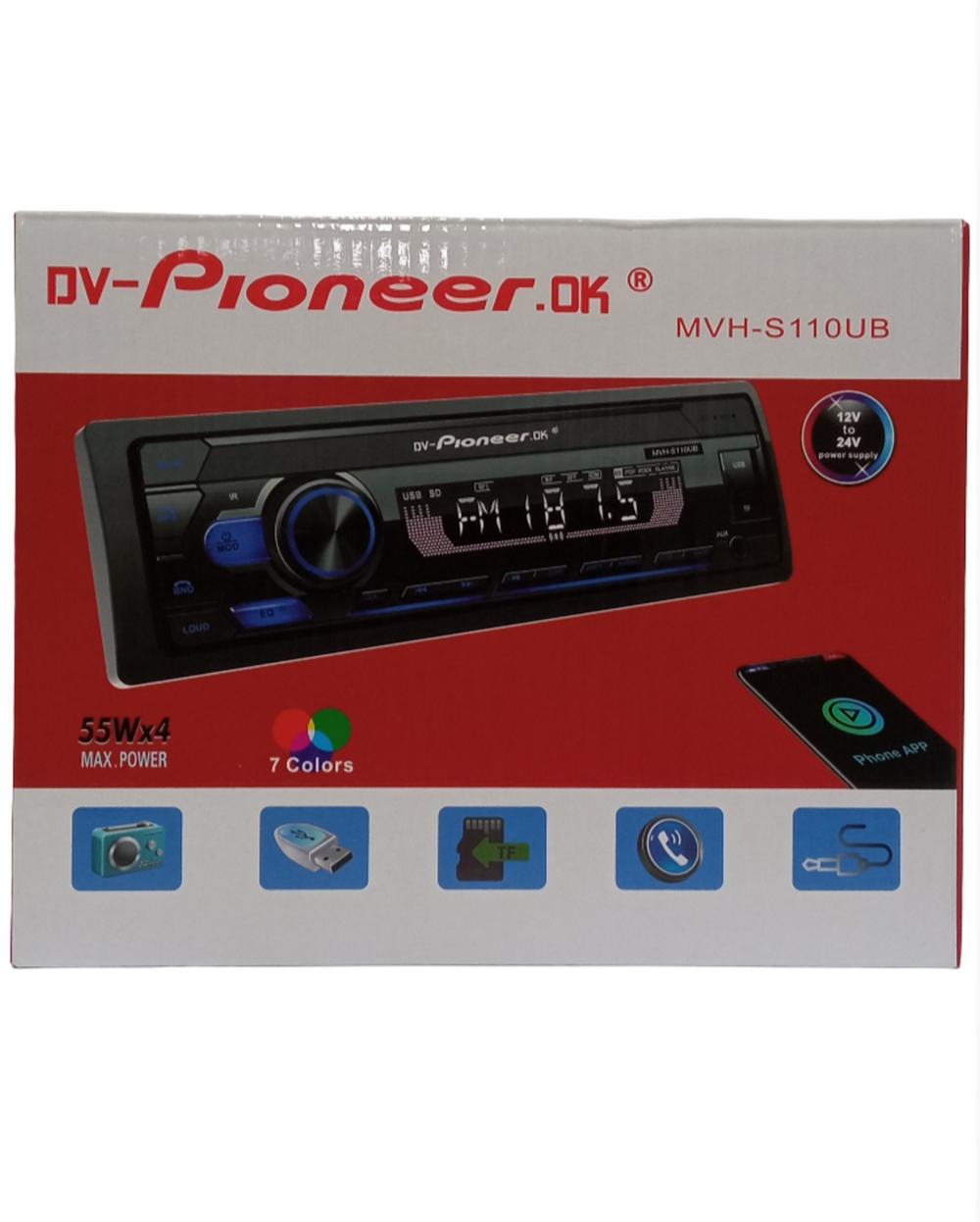 Автомагнитола FM/BT/USB/TFplayer DV-pioneer.OK MVH-S110UB