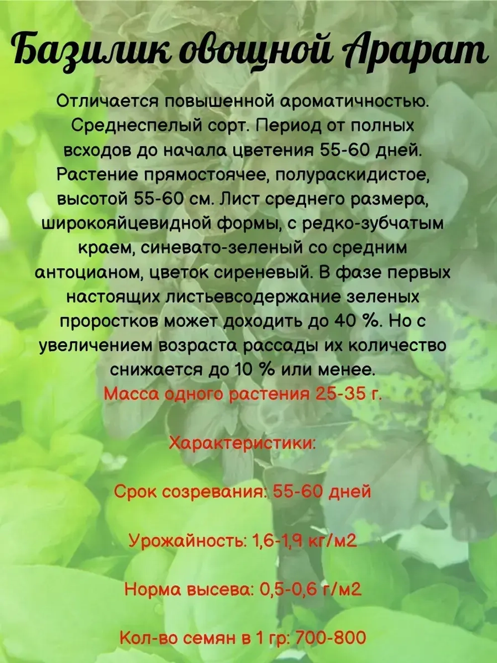 Семена Базилика набор 2,5 гр