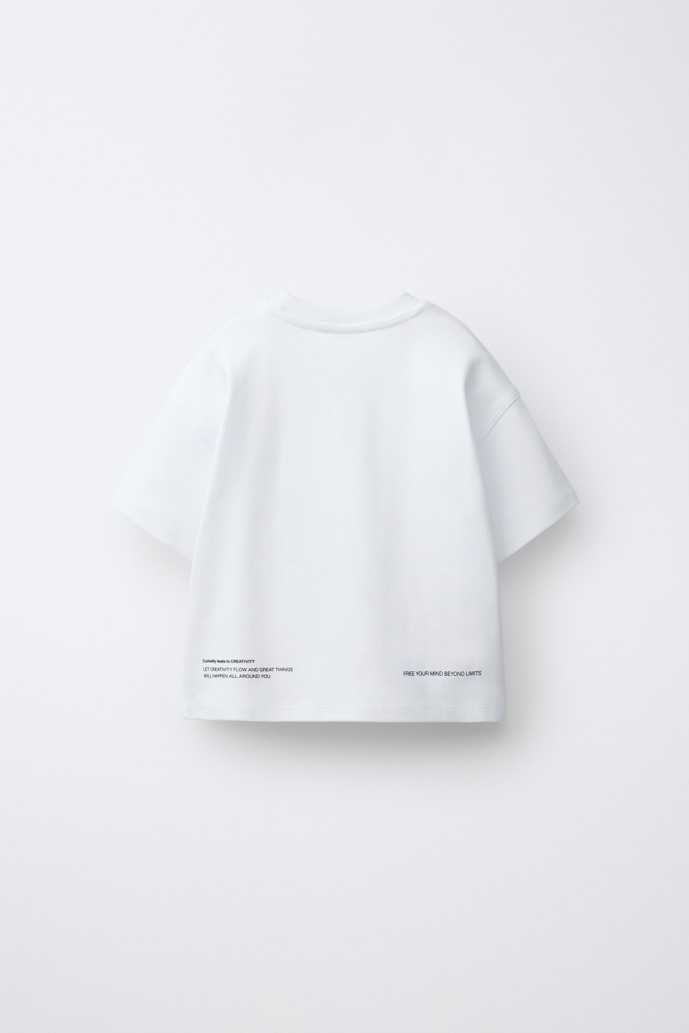 ZARA ФУТБОЛКА ИЗ ИНТЕРЛОКА С ПРИНТОМ, ЖЕЛТОВАТО-БЕЛЫЙ