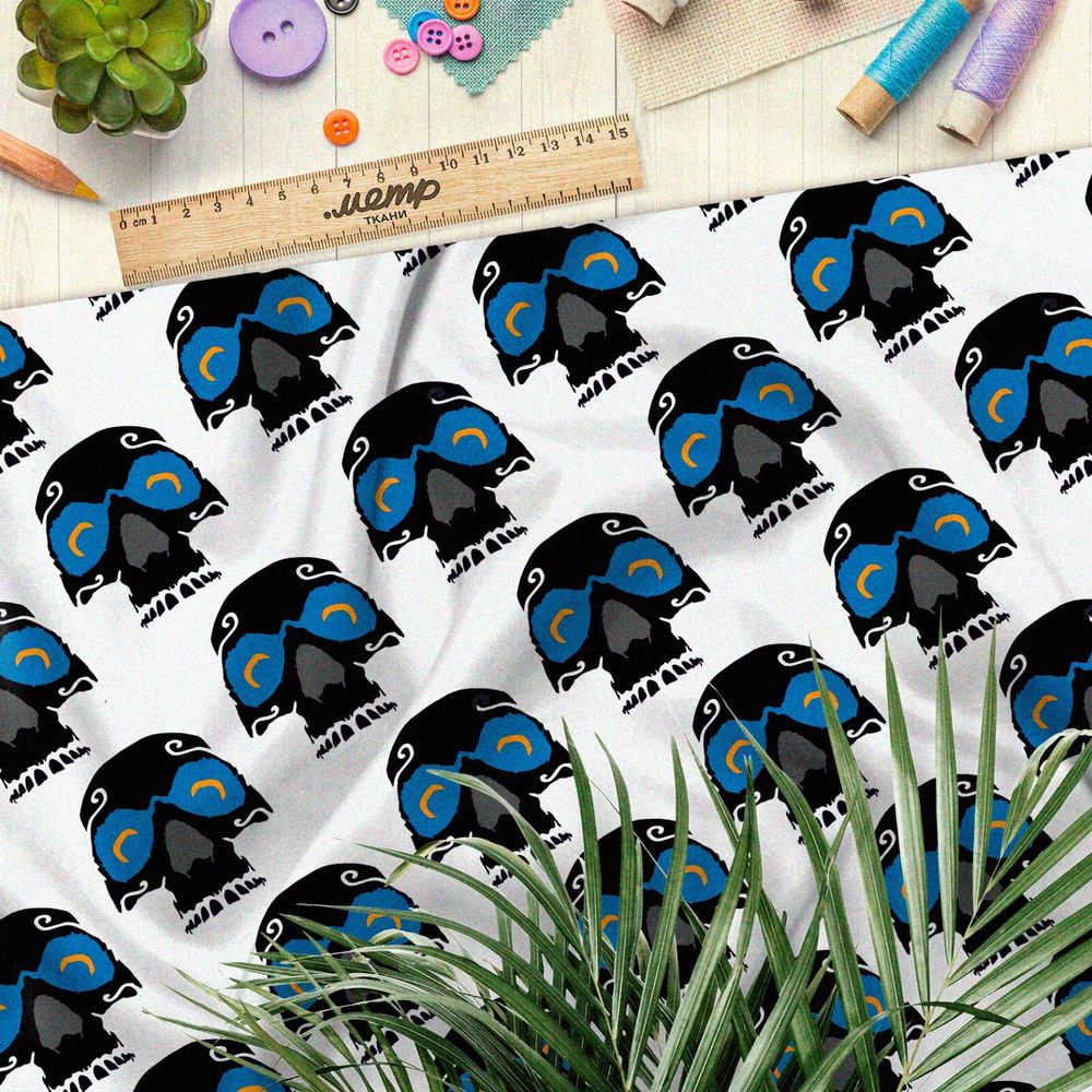 Ткань мембрана сахарные черепа на белом фоне