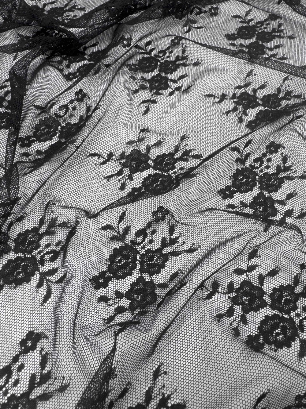 Гипюр эластичный черный ширина 150 см мягкий ОТРЕЗЫ