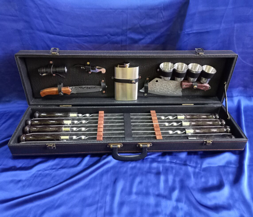 Набор с шампурами подарочный "Элит Классика" №27 в кейсе из экокожи 18 предметов