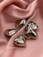 Пуговицы сердечки серебристые металлические