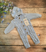 Комбинезон вязаный с капюшоном с пумпонами "АйШах" (штанишки) (Цвет: Фиолетовый, Размер: 26)