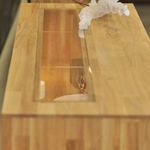 Комод Паво из дуба с подсветкой 140х80х42, 3 двери со стеклом, цвет натуральный