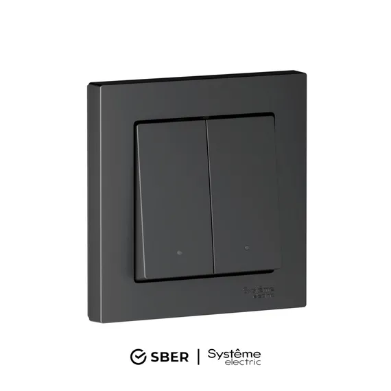 Выключатель 2-кл. AtlasDesign Smart 10А (сх. 5) L+N с подсветкой Zigbee механизм карбон SE ATN001053Z