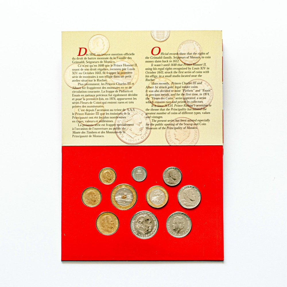 Monaco 1995 Coin Set – 1 Centime to 20 Francs in Original Packaging