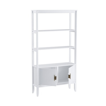 Стеллаж «Бридж» сквозной широкий с 2 дверями белый лак