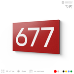 Номер на дверь 677, табличка на дверь для офиса, квартиры, кабинета, аудитории, склада, красная 120х70 мм, Айдентика Технолоджи