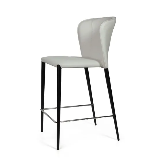 Стул полубарный Albert, кожа белый