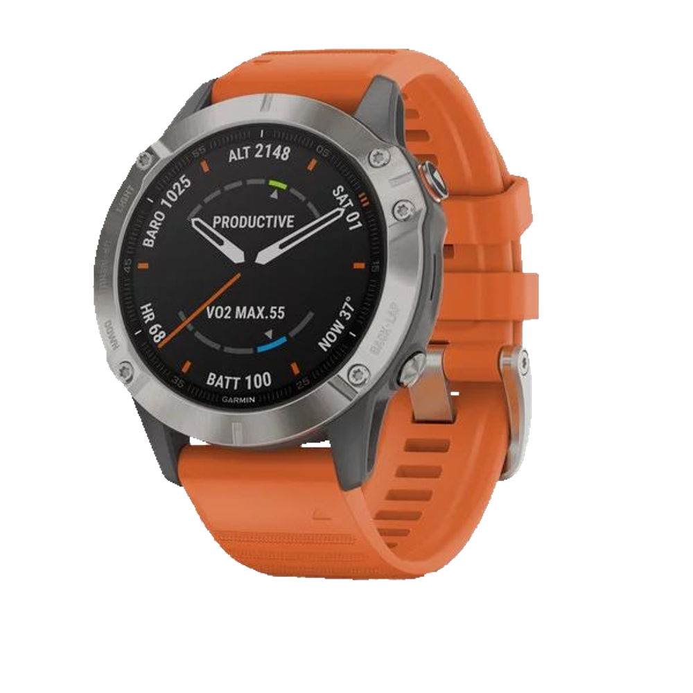 FENIX 6 Sapphire титановый с оранжевым ремешком, 010-02158-14