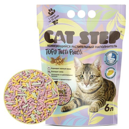 Наполнитель комкующийся растительный CAT STEP Tofu Tutti Frutti, 6 л