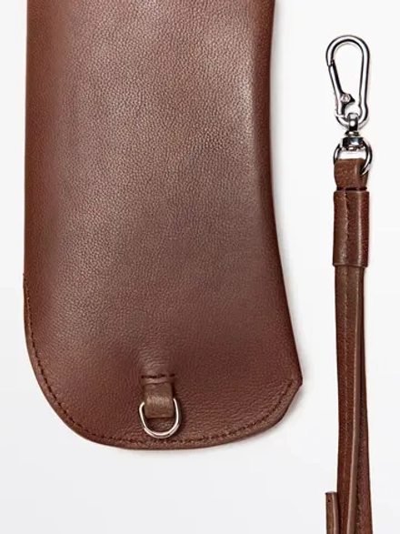 Massimo Dutti ЧЕХОЛ ДЛЯ СОЛНЦЕЗАЩИТНЫХ ОЧКОВ ИЗ КОЖИ НАППА, КОРИЧНЕВЫЙ