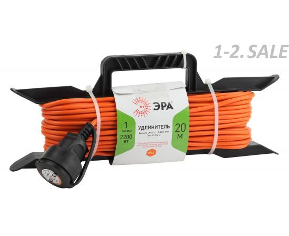 Удлинитель ЭРА на рамке 1 гн 20м ПВС 2х1 UFx-1-2x1.0-20m-IP44