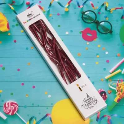 Свечи для торта «Глянцевая волна» 6 шт. 13 см, рубин