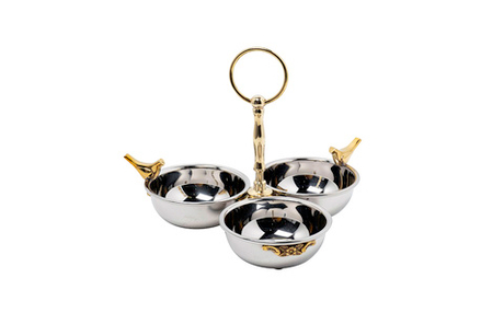 Менажница на 3 чаши 21x17см Garda Decor Birds нержавеющая сталь