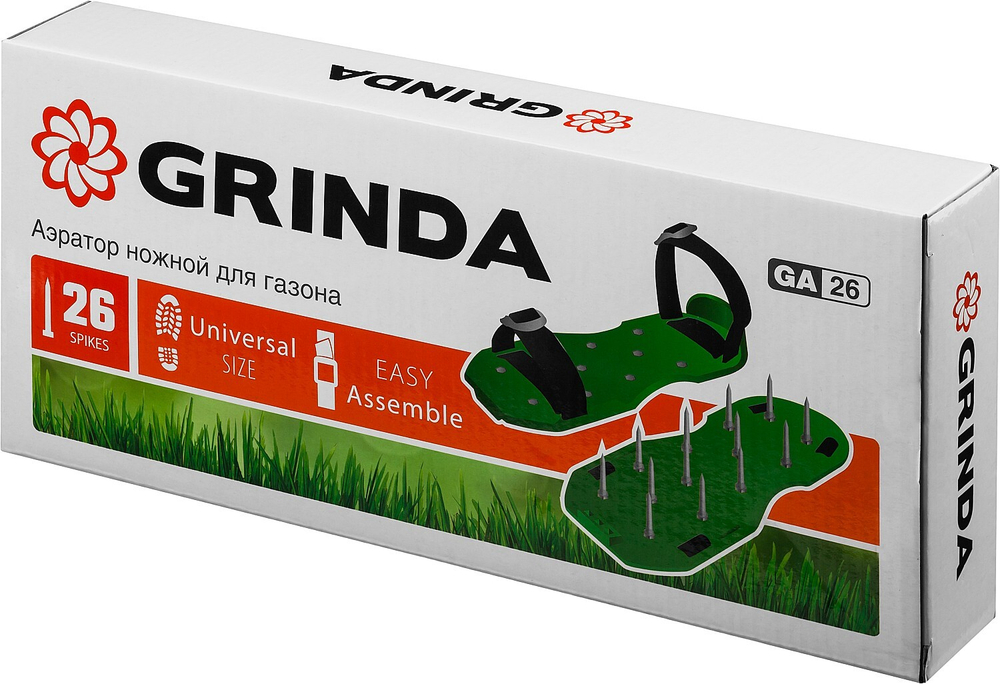 Аэратор Grinda газонный ножной шипованный 50мм 26шипов GA-26