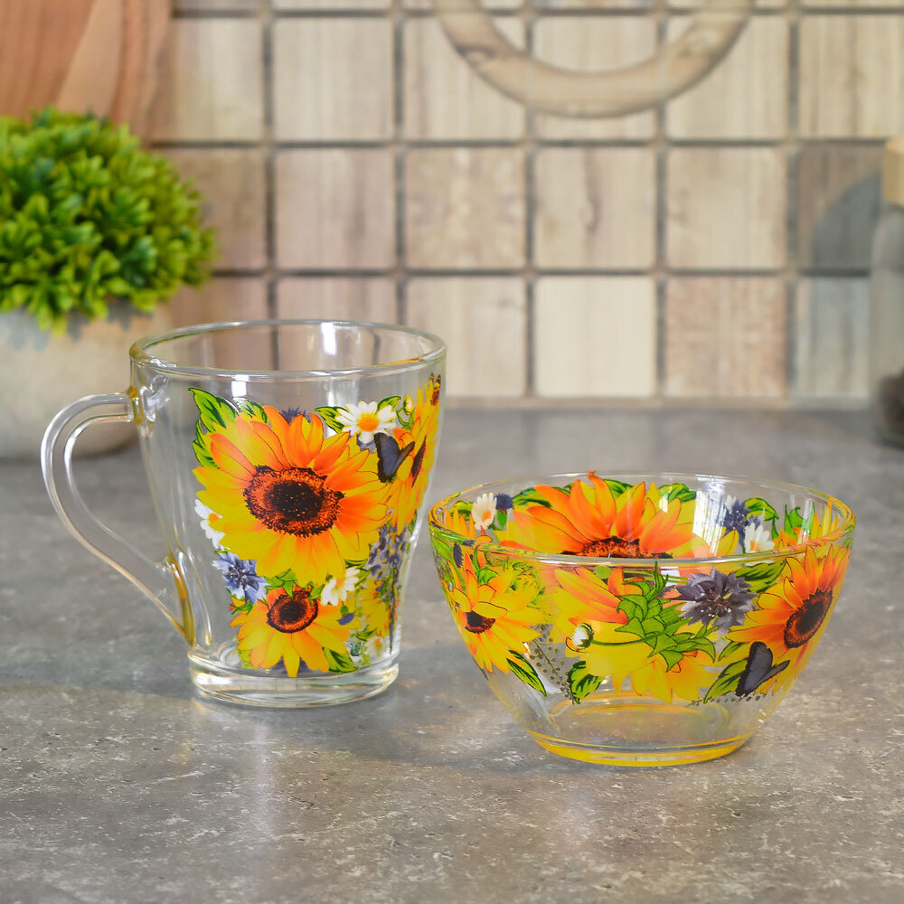Набор "Ланч" 2 предмета (кружка 250мл, салатник 250мл) "Подсолнухи"
