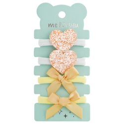 Резинки для волос MESHU, medium, c текстильными топперами, ассорти, 4шт., диаметр 3см, европодвес MS_60576