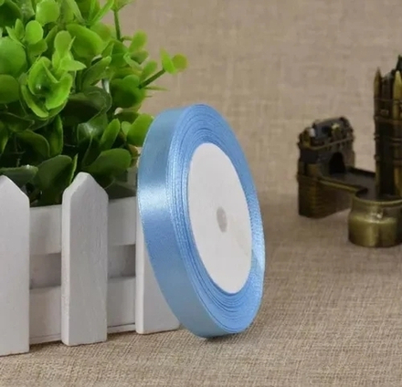 Лента атласная 12 мм 23 м, голубая