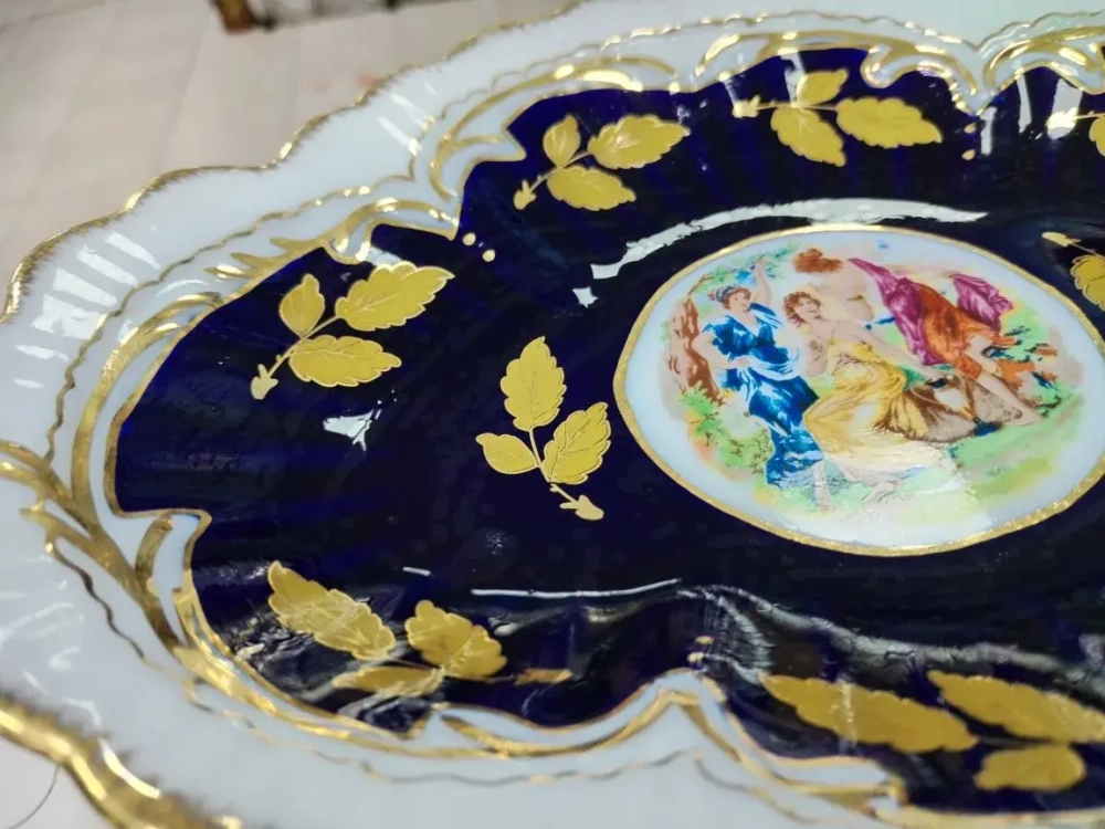 Блюдо овальное Мадонна кобальт Чехия