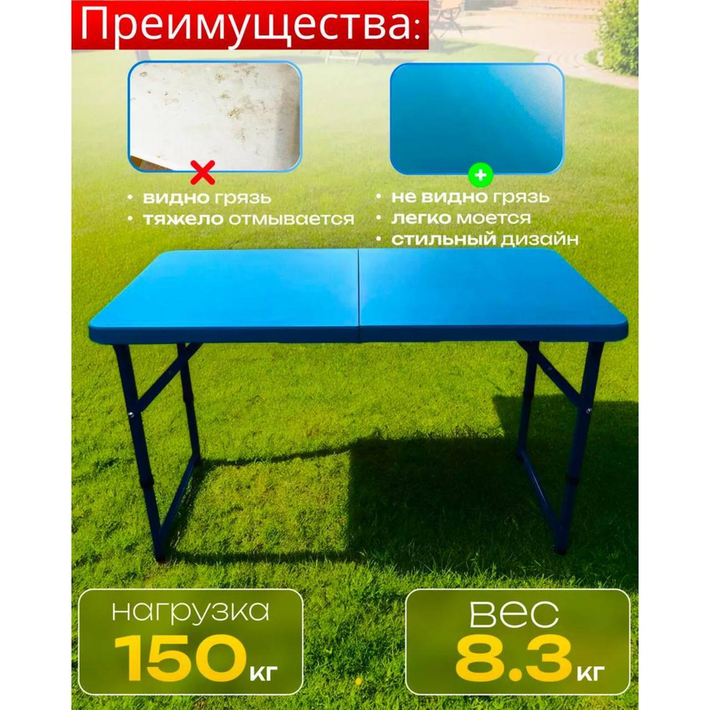 Стол пластиковый синий 120х60
