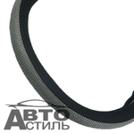 Оплетка на руль круглая Coolpart DIAMOND 50  (37*38) к/з черный/белый СТРАЗЫ A268BL-WT