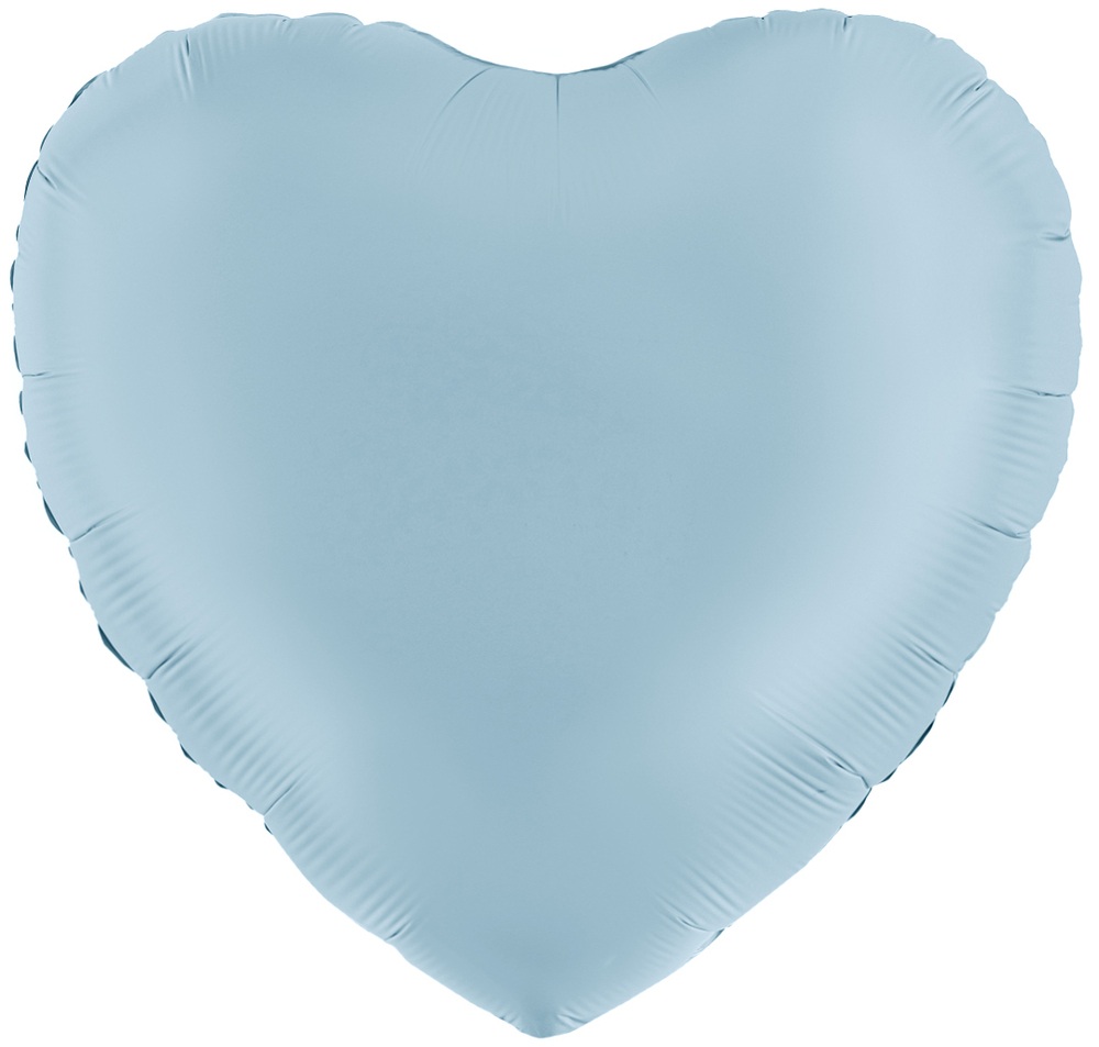 К 18'' Сердце Голубой Сатин