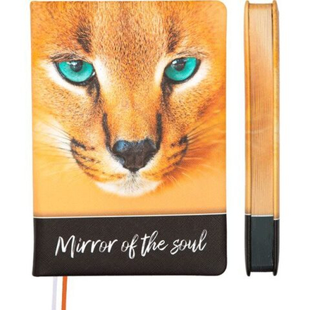 Ежедневник недат. А5 deVENTE Wild Cat 320стр., рыжий с дизайном, тв.обл.,кожзам., ляссе