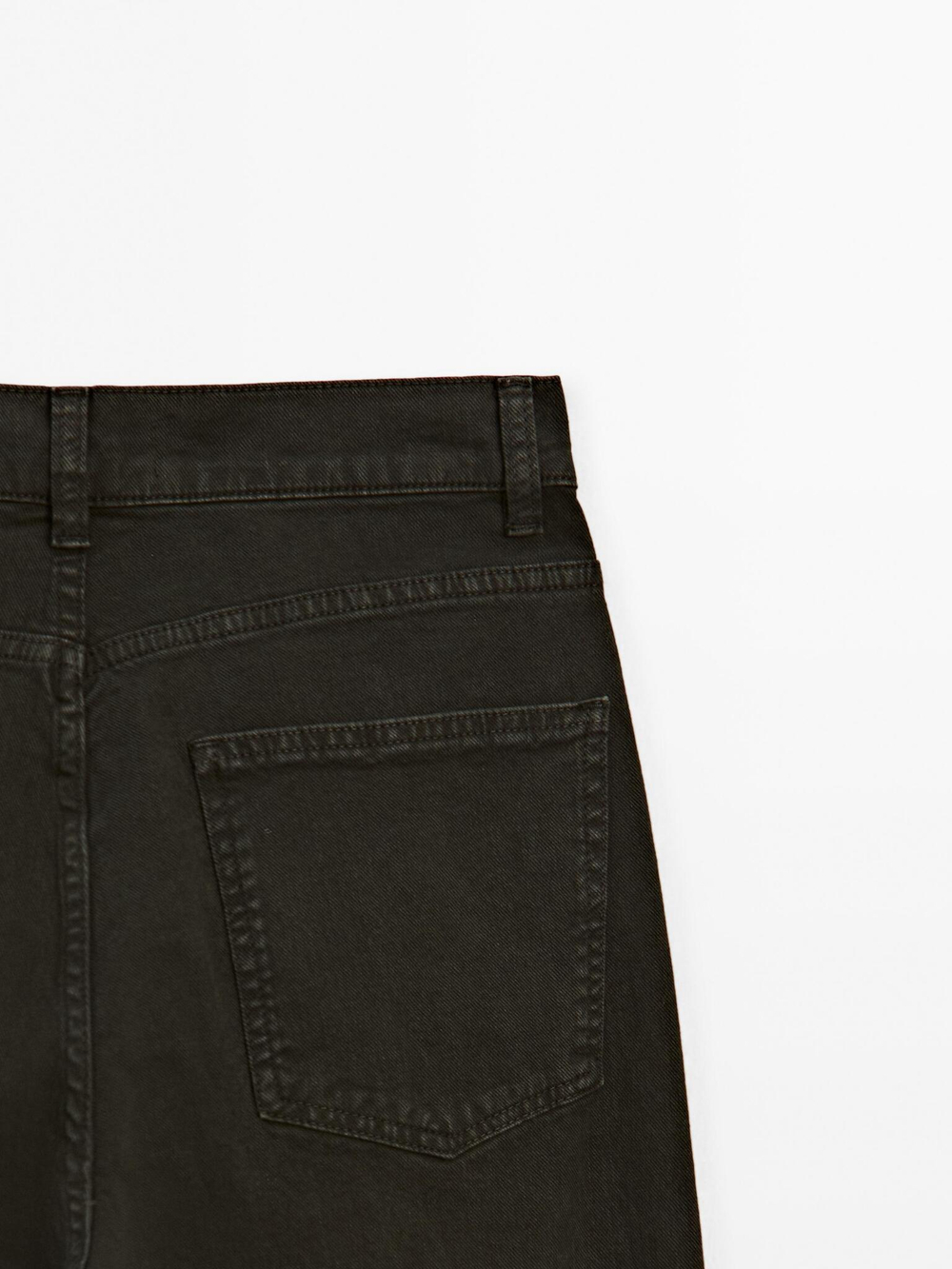 Massimo Dutti Джинсы с высокой талией и широкими штанинами, темный хаки