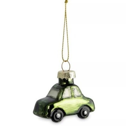 Елочное украшение машина зеленая стекло 5 см
