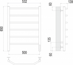 Полотенцесушитель Terminus Виктория П6 500х650 Электро (quick touch)