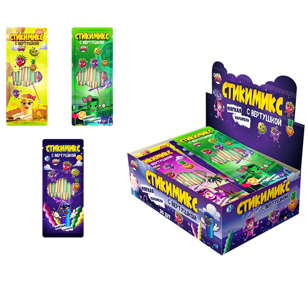Карамель мягкая "Стикимикс" с игрушкой 12*30шт 5г