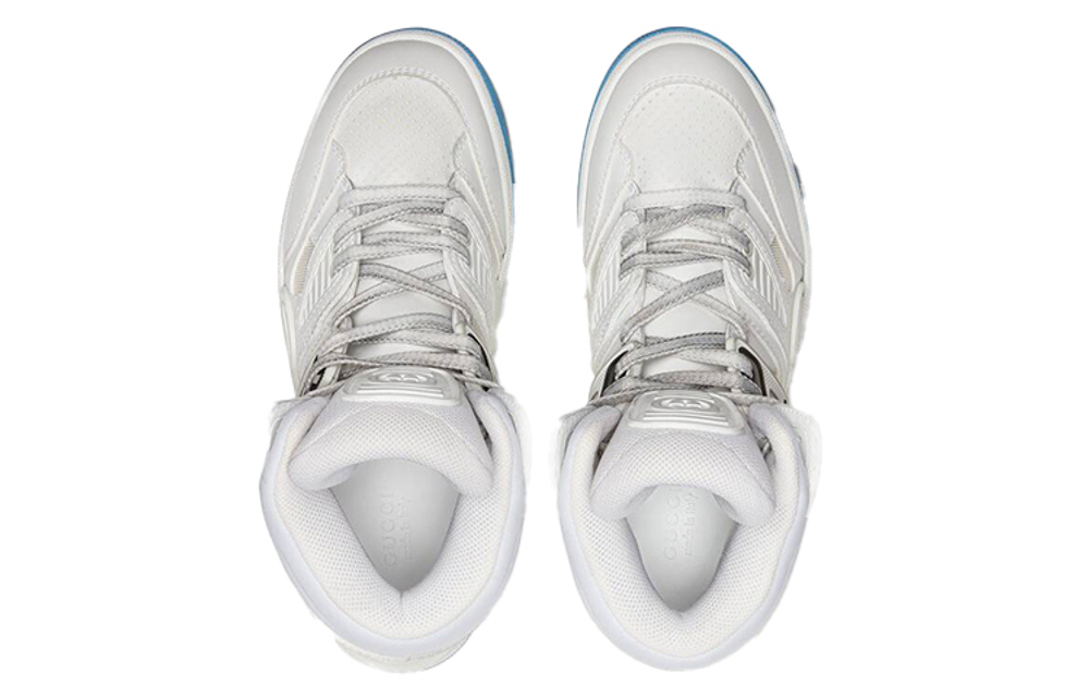 GUCCI Gucci Basket non-slip wear-resistant breathable high-top retro basketball shoes women's white and blue old version