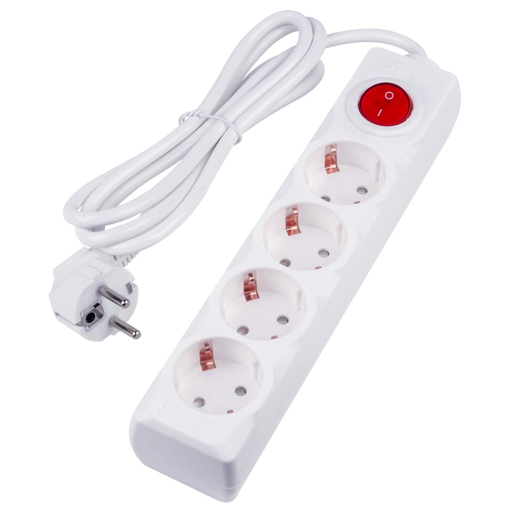 S-GCU4-1.5B WHITE Удлинитель серии Ultra. шнур 1.5м.. 4 гнезда. 16A. с-з. Белый. TM Uniel