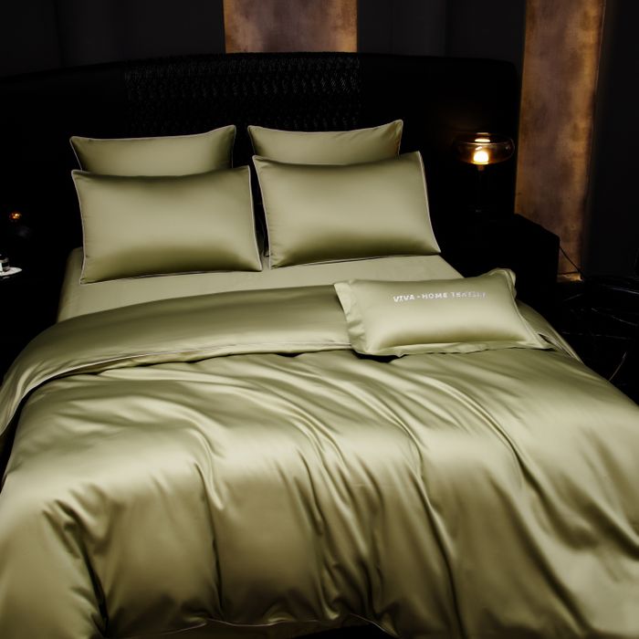 Комплект постельного белья Однотонный Сатин Премиум «Оливковое золото»