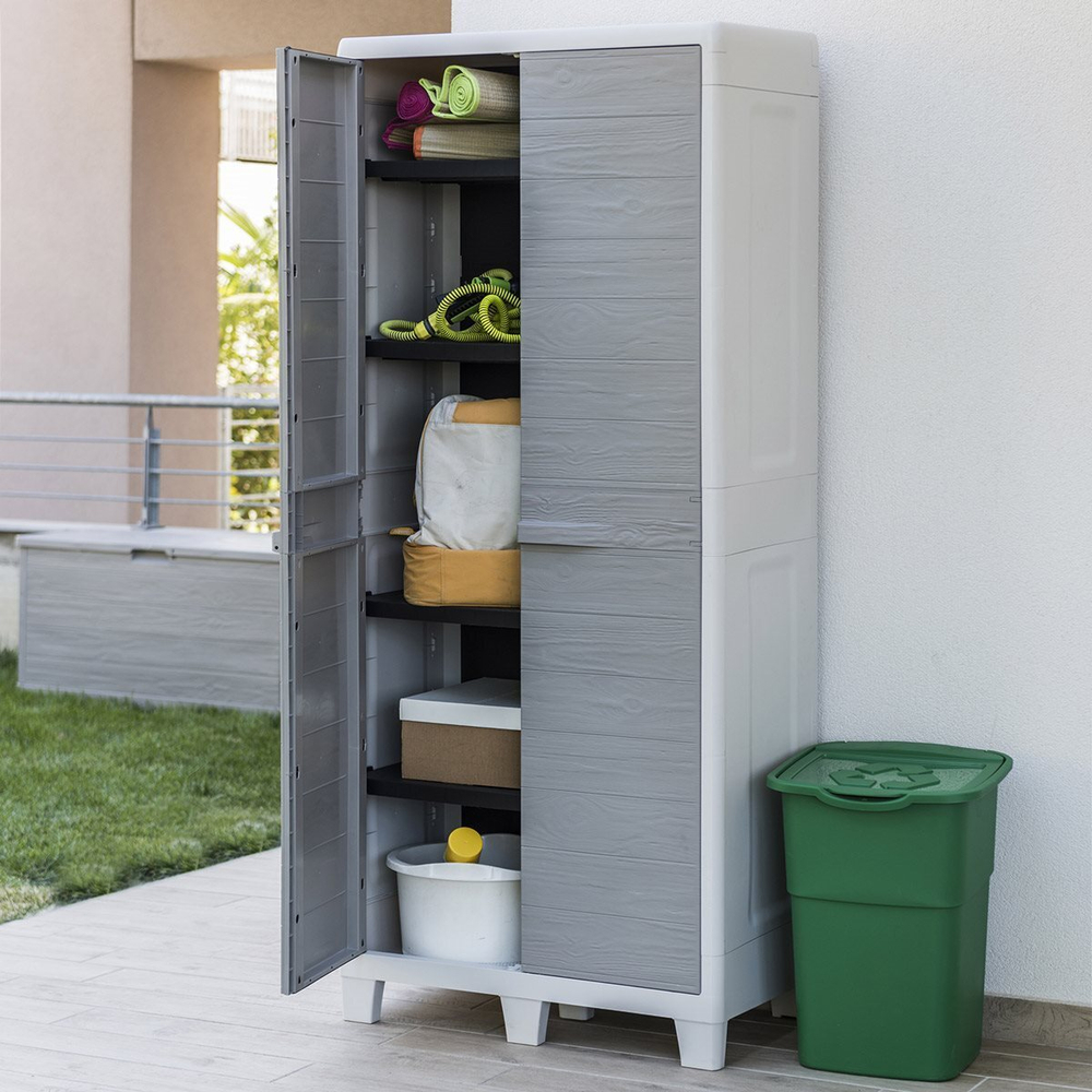Уличный пластиковый шкаф Toomax Woody's XL Shelves Light Grey