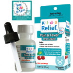 Homeolab USA, Kids Relief, жидкость для перорального применения от боли и лихорадки, для детей 0–12 лет, со вкусом вишни, 25 мл (0,85 жидк. унц.)