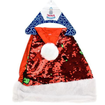 Колпак НГ с пайетками красн, р-р 28*38