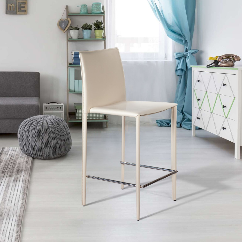 Стул полубарный Rolf, кожа бежевый