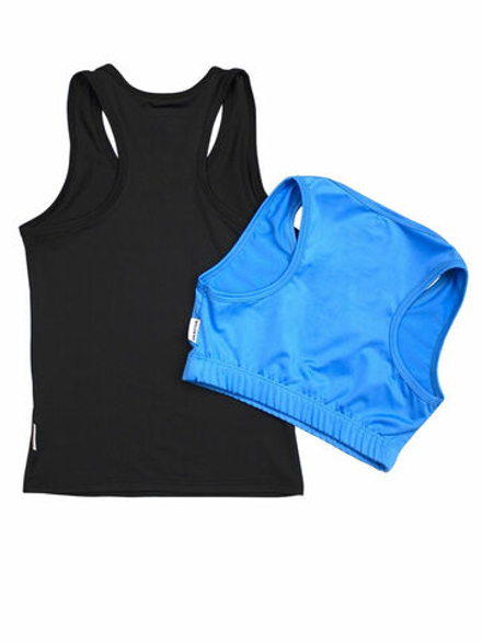 Комплект: борцовка мелкая сетка и цветной топ голубой